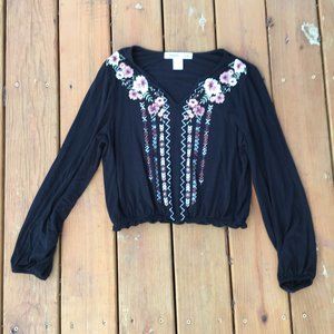 Floral Black Blouse